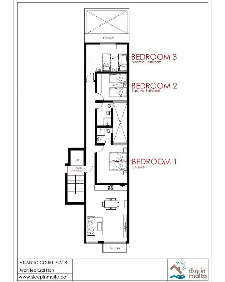 F8 Room 2, Private Room Two Single Beds Shared Bathroom In Shared Flat Msida Malta
